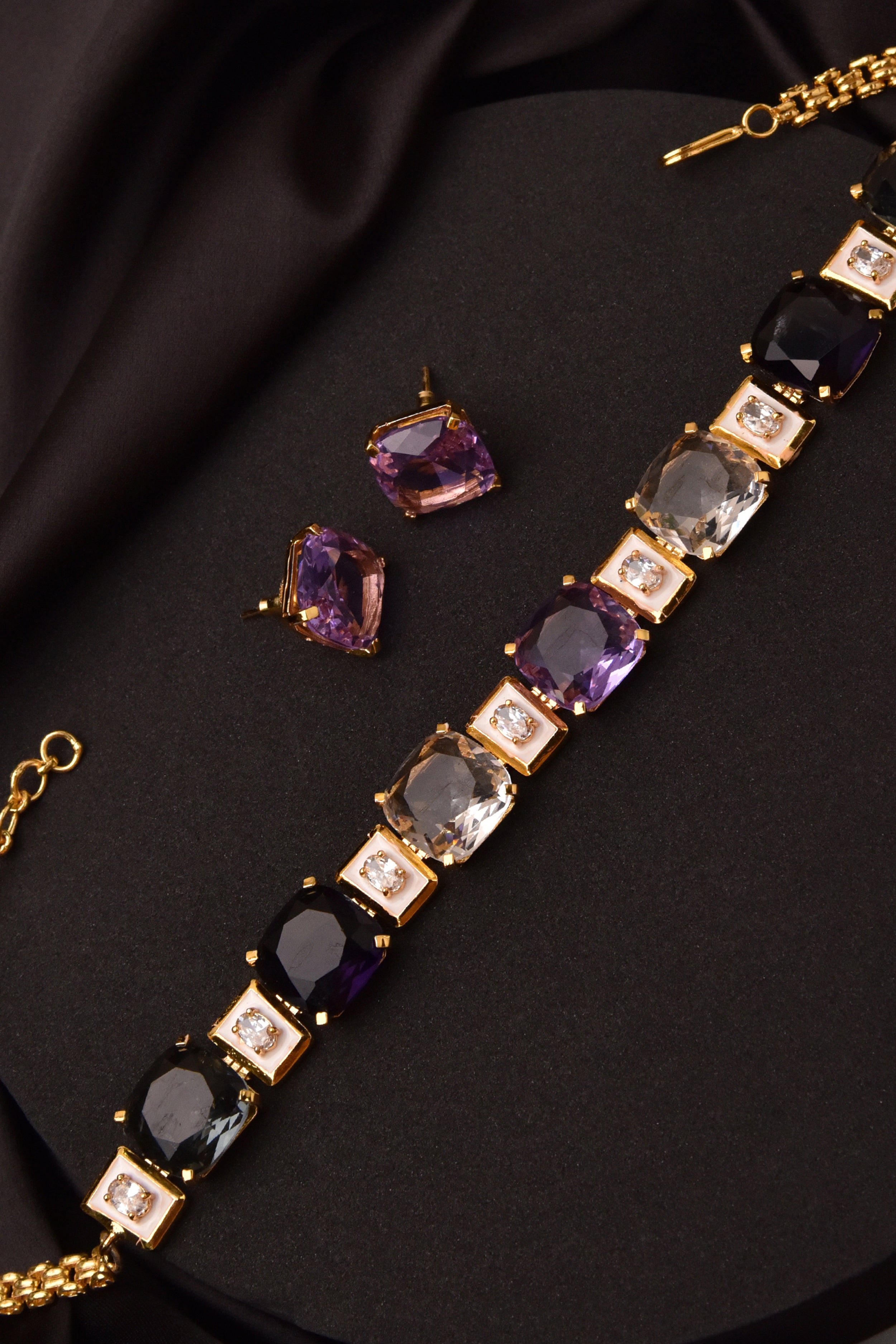 Zina Purple Enamel Choker Set