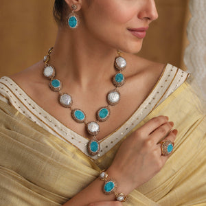 Turquoise Shell Pearl Set