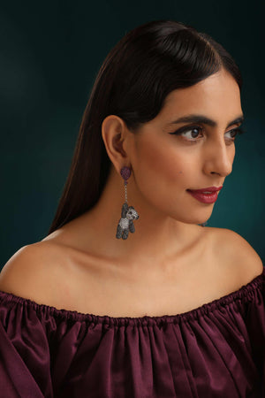 Pave Black Teddy Earrings