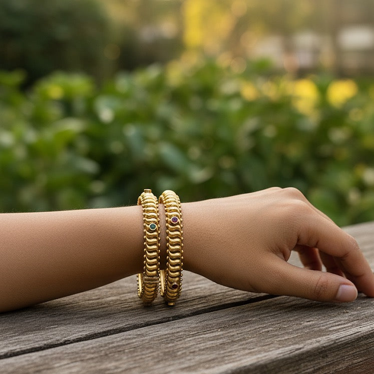 Matte Gold Openable Bangle Pair