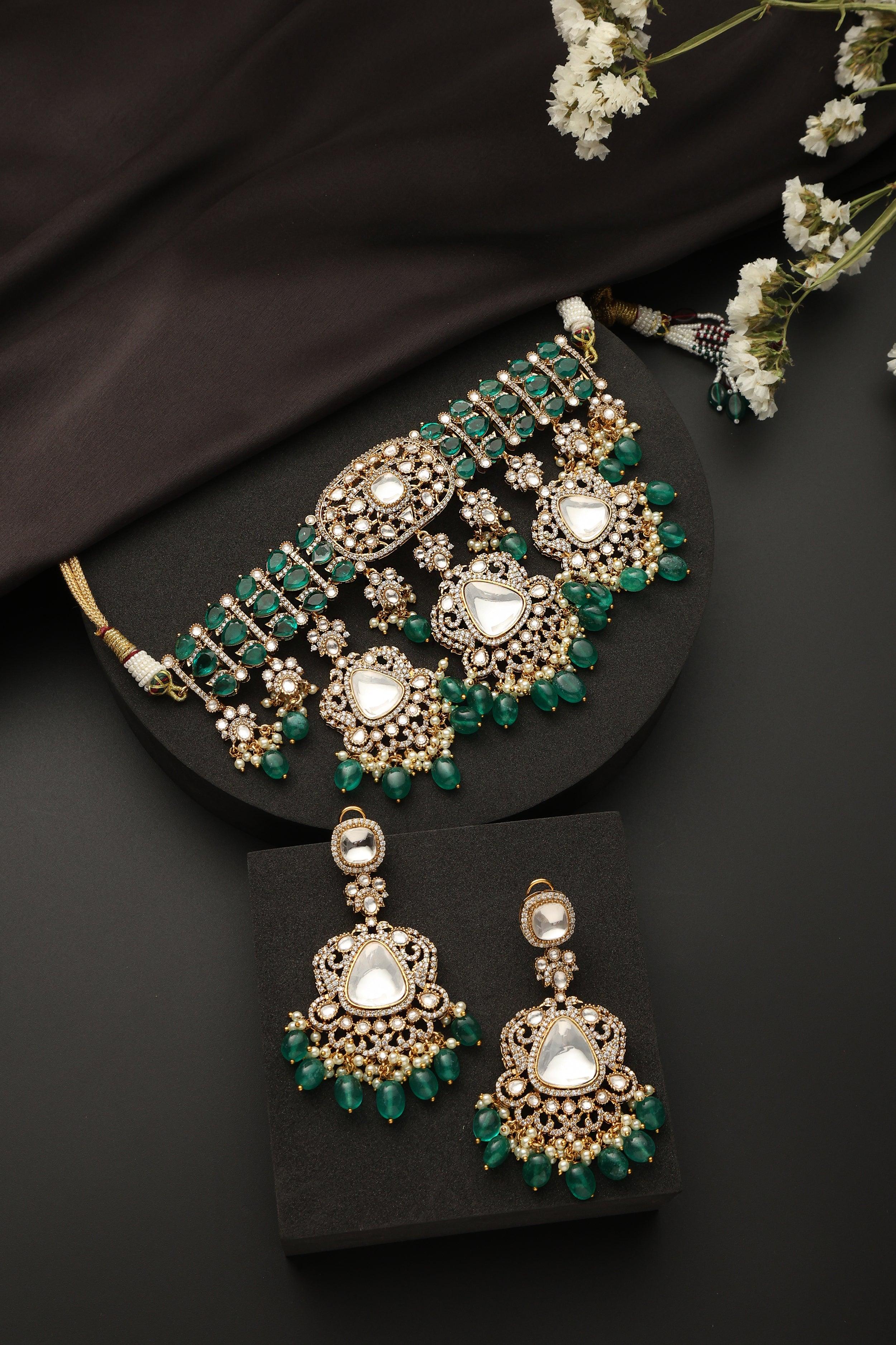 Emerald Doublet Kundan Set