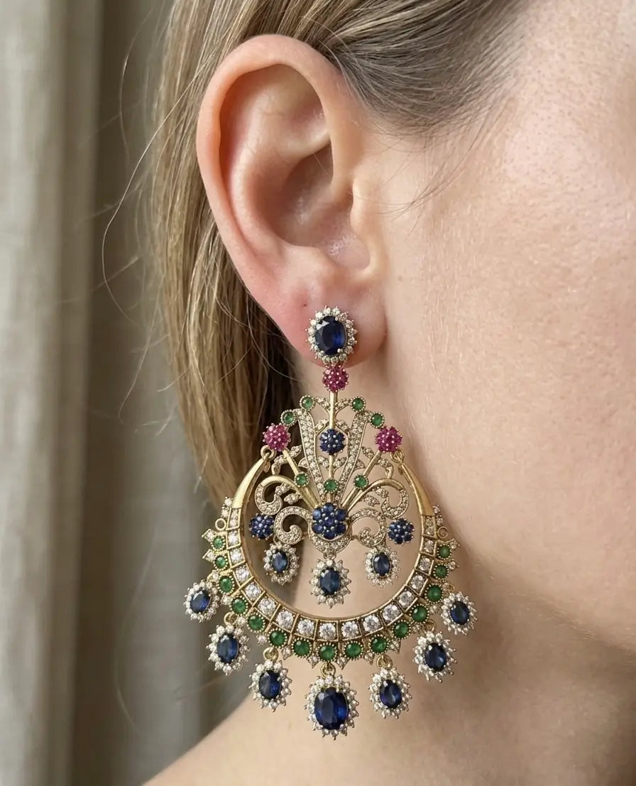 Ishira Regal Blue Statement Earrings