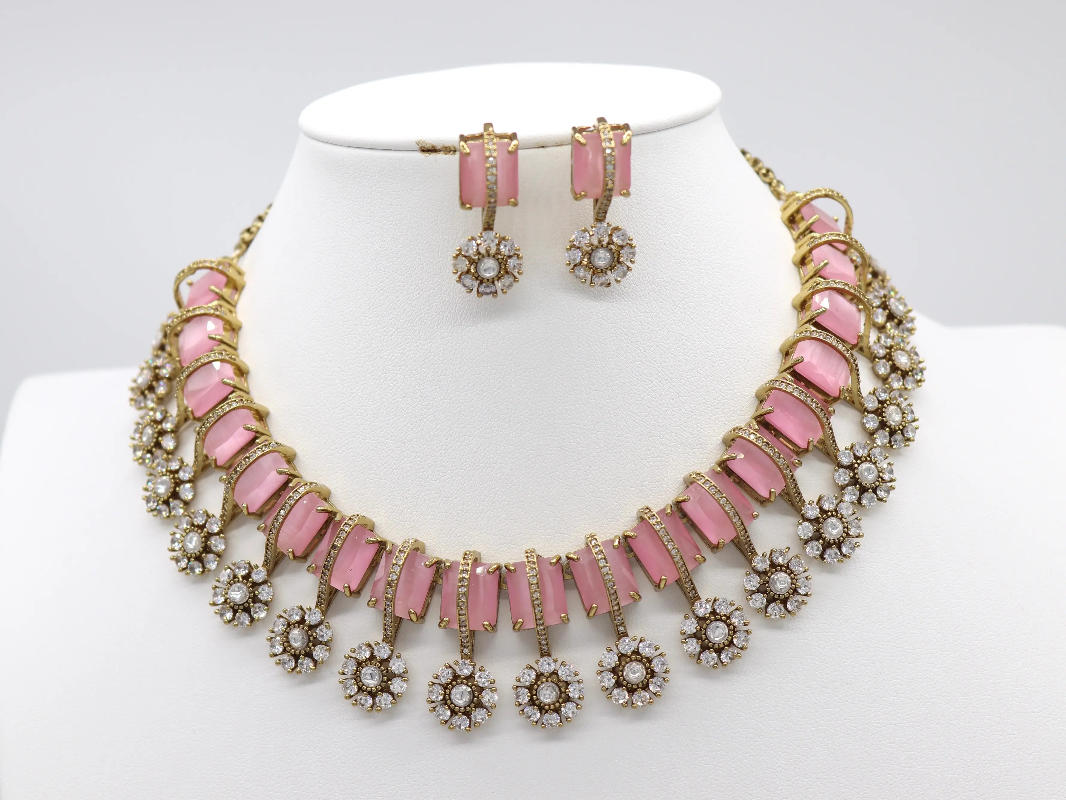 Kriti Pink Kundan Choker Set | Victorian Finish Necklace – MyRivaaz