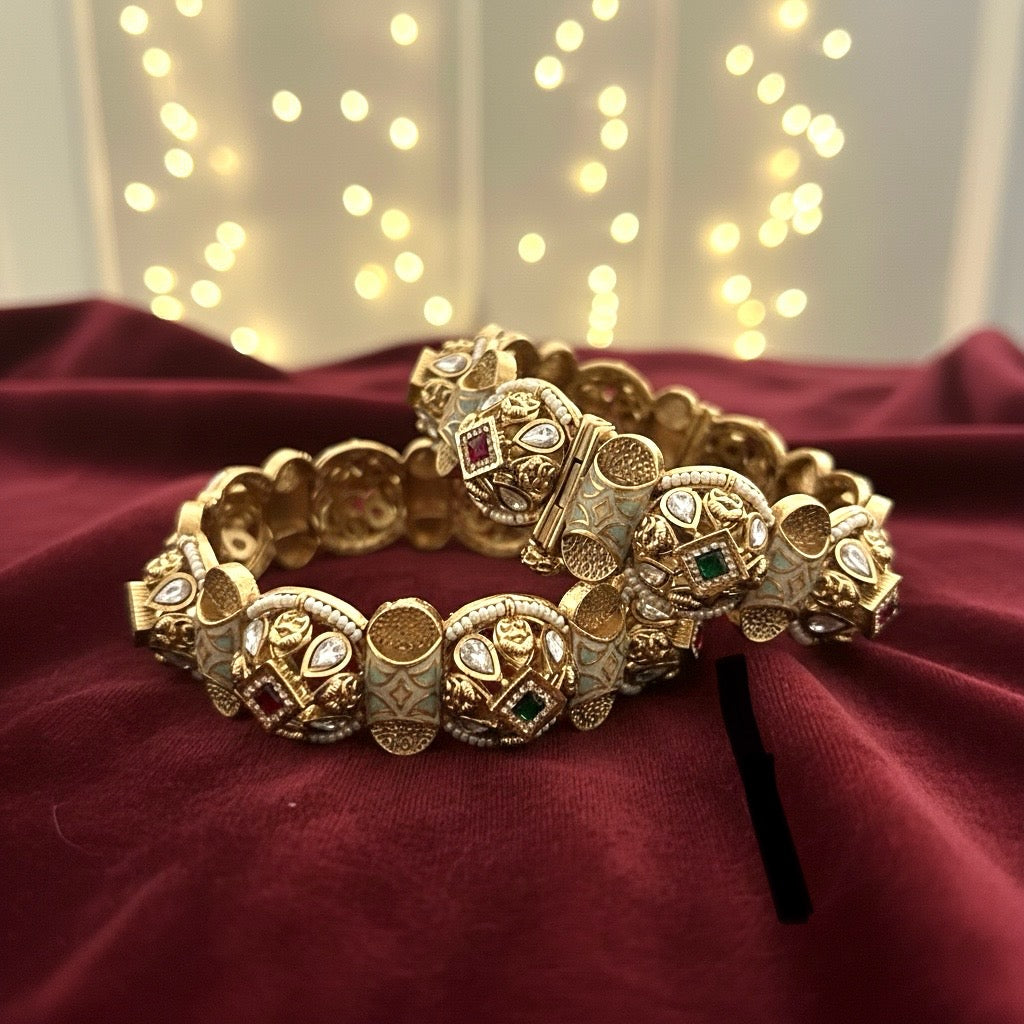 Heritage Kundan Ruby Bangles Pair