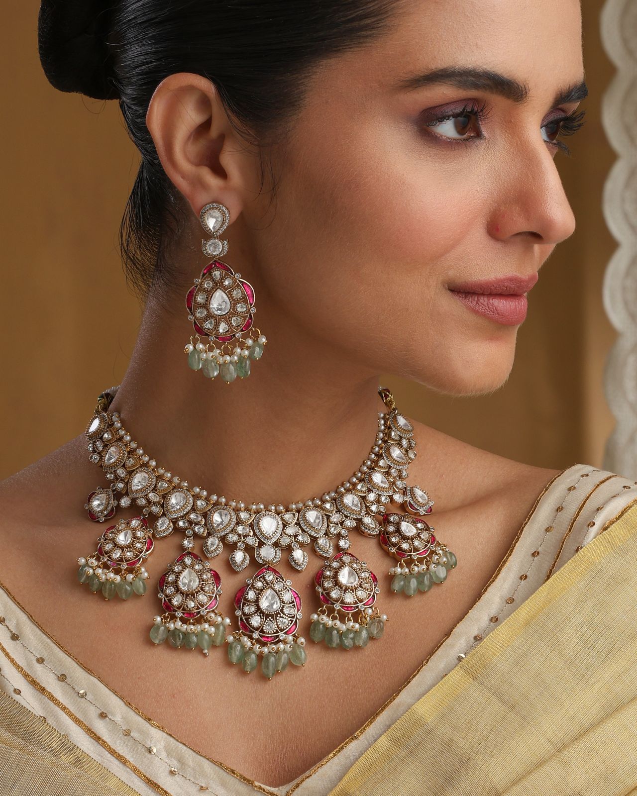 Handcrafted Zarina Kundan Royale Choker Set – Traditional Bridal Necklace and Earrings