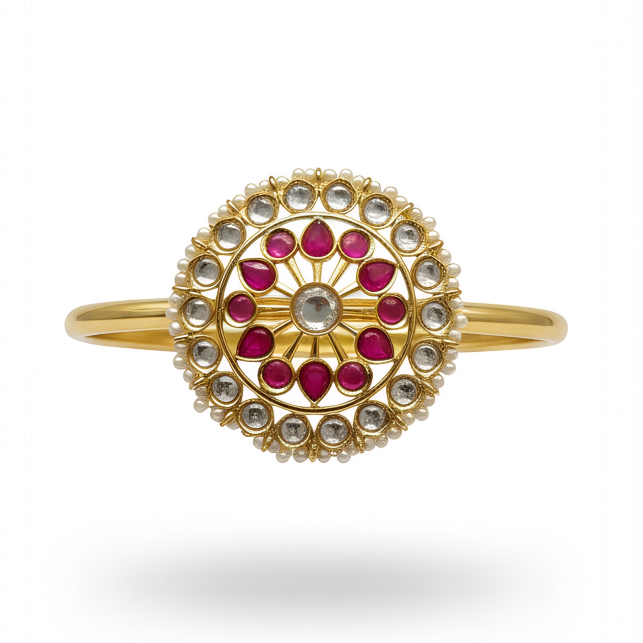 Devika Ruby Kundan Openable Bangle – Gold Plated