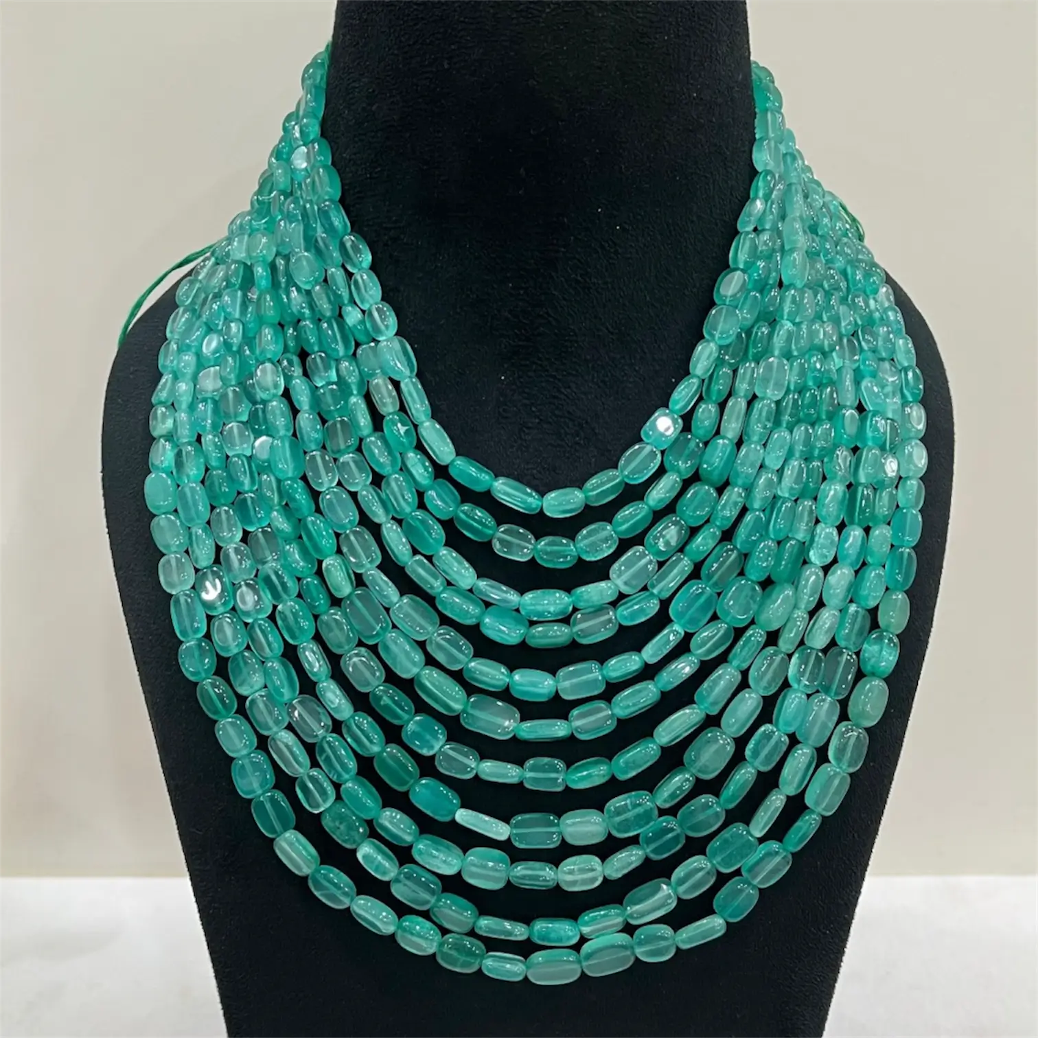 Aurora Multi-Layer Green Onyx Beaded Statement Necklace