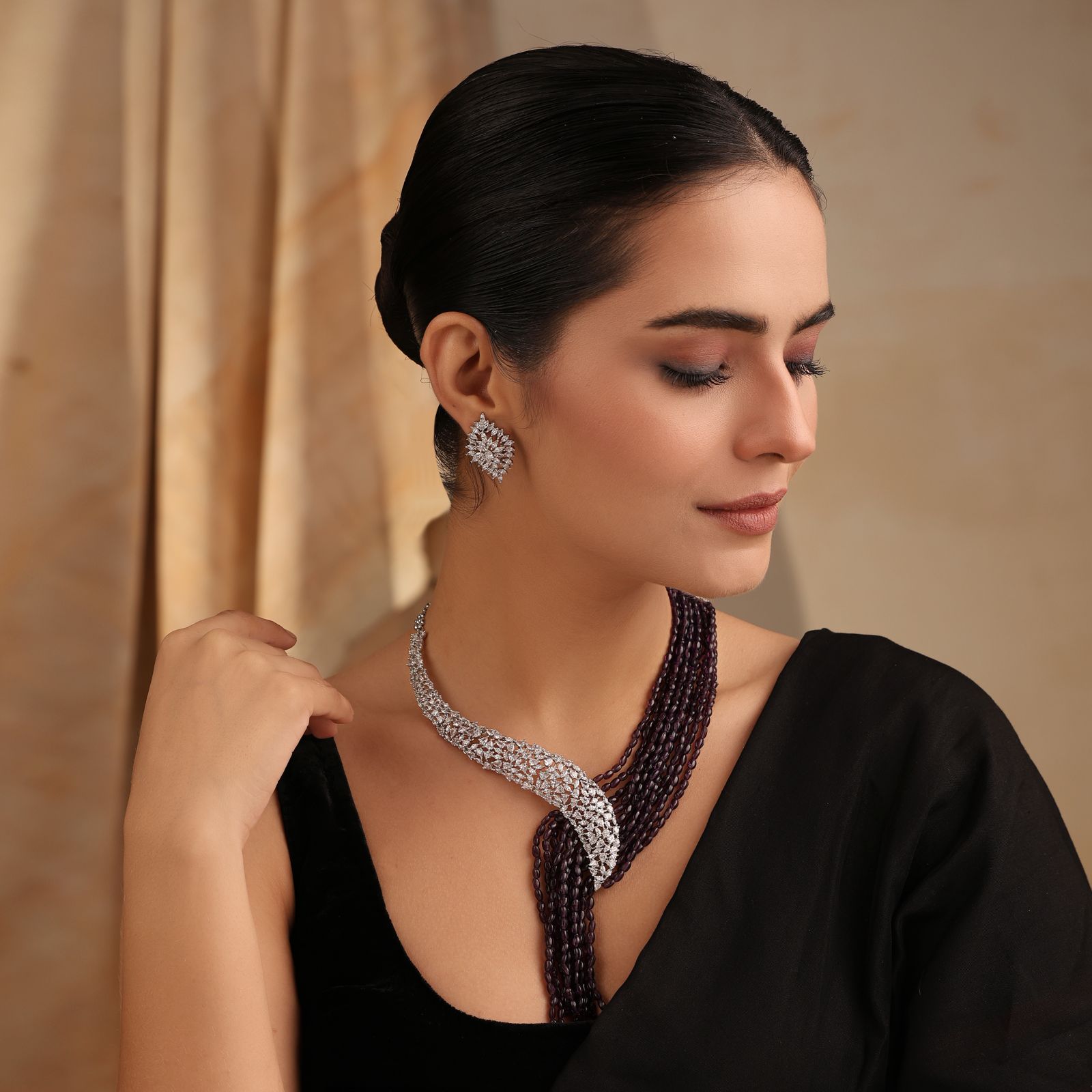Purple Lariat Set with Earrings