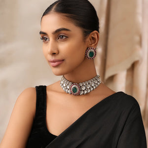 Aadhira Emerald Royal Kundan Choker Set