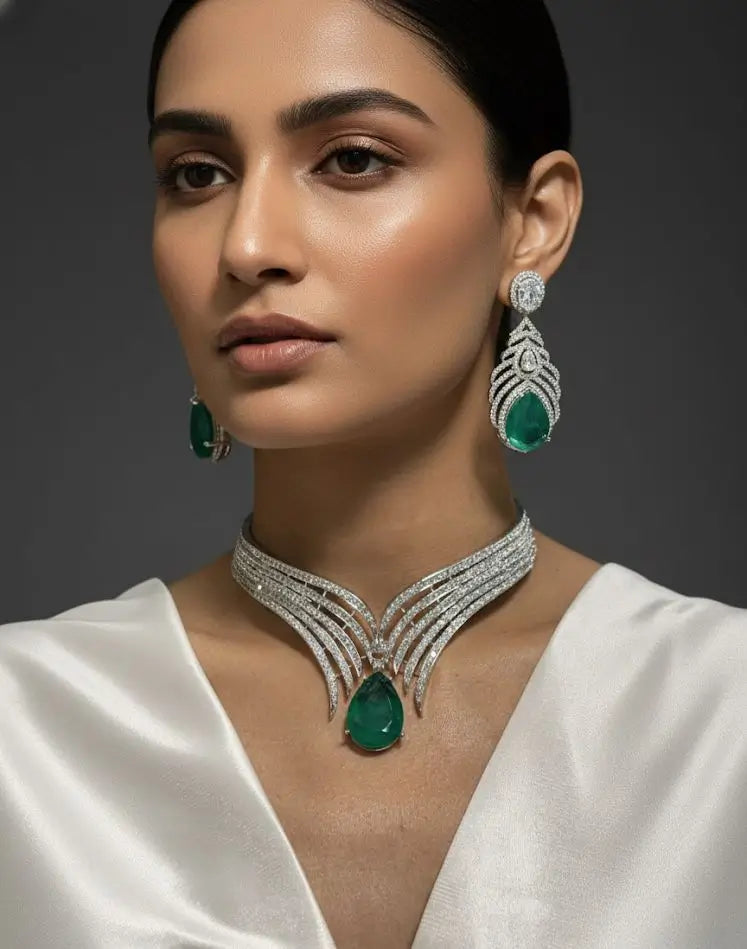 Alera Emerald Diamond Statement Choker