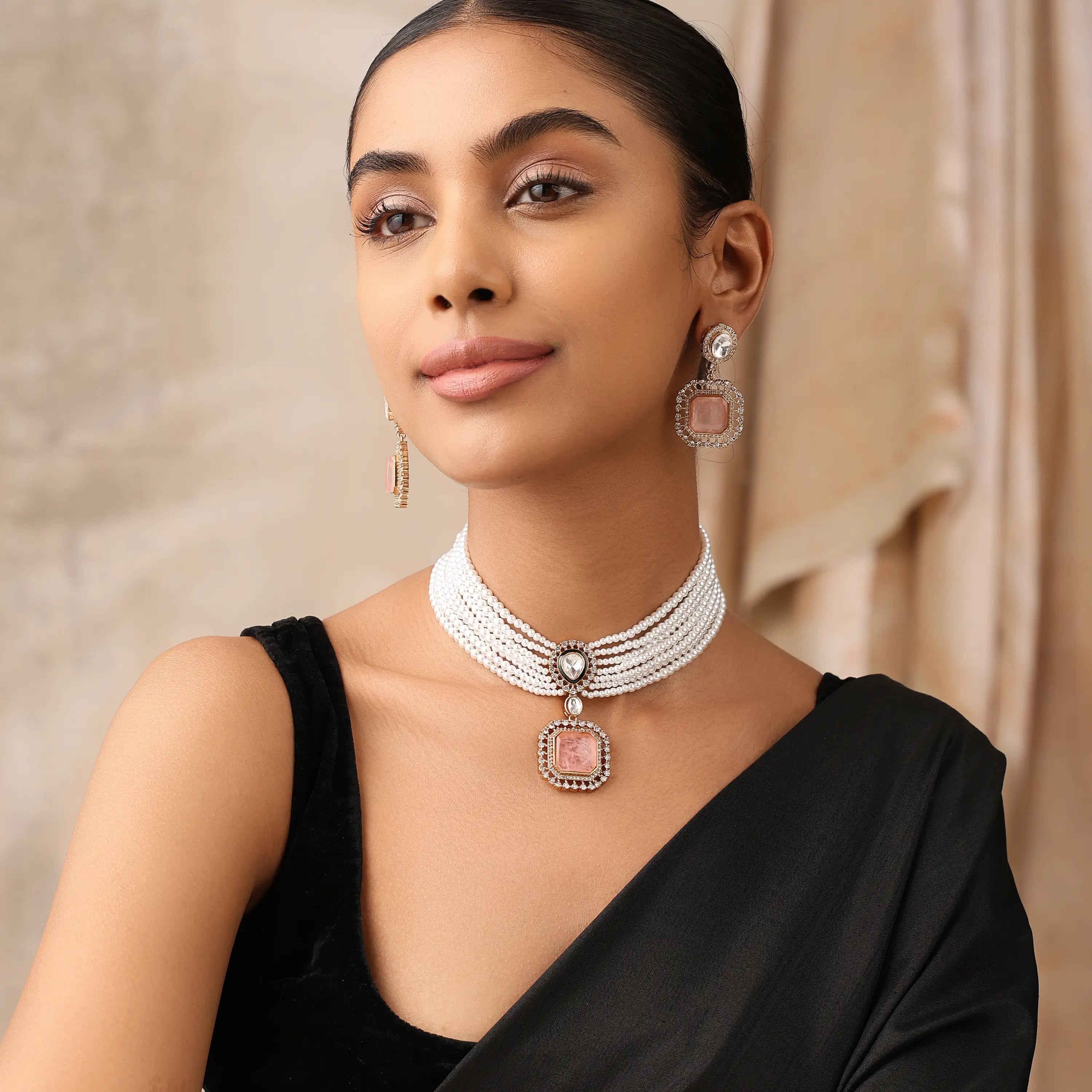 Alora Blush Pearl Kundan Choker Set