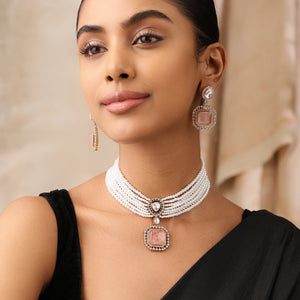 Alora Blush Pearl Kundan Choker Set