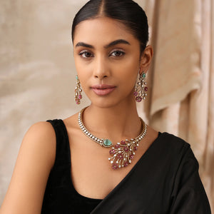 Amarysa Floral Kundan Statement Necklace Set