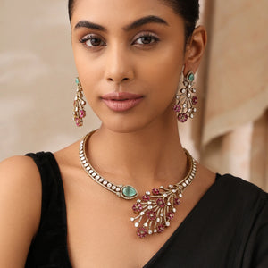 Amarysa Floral Kundan Statement Necklace Set