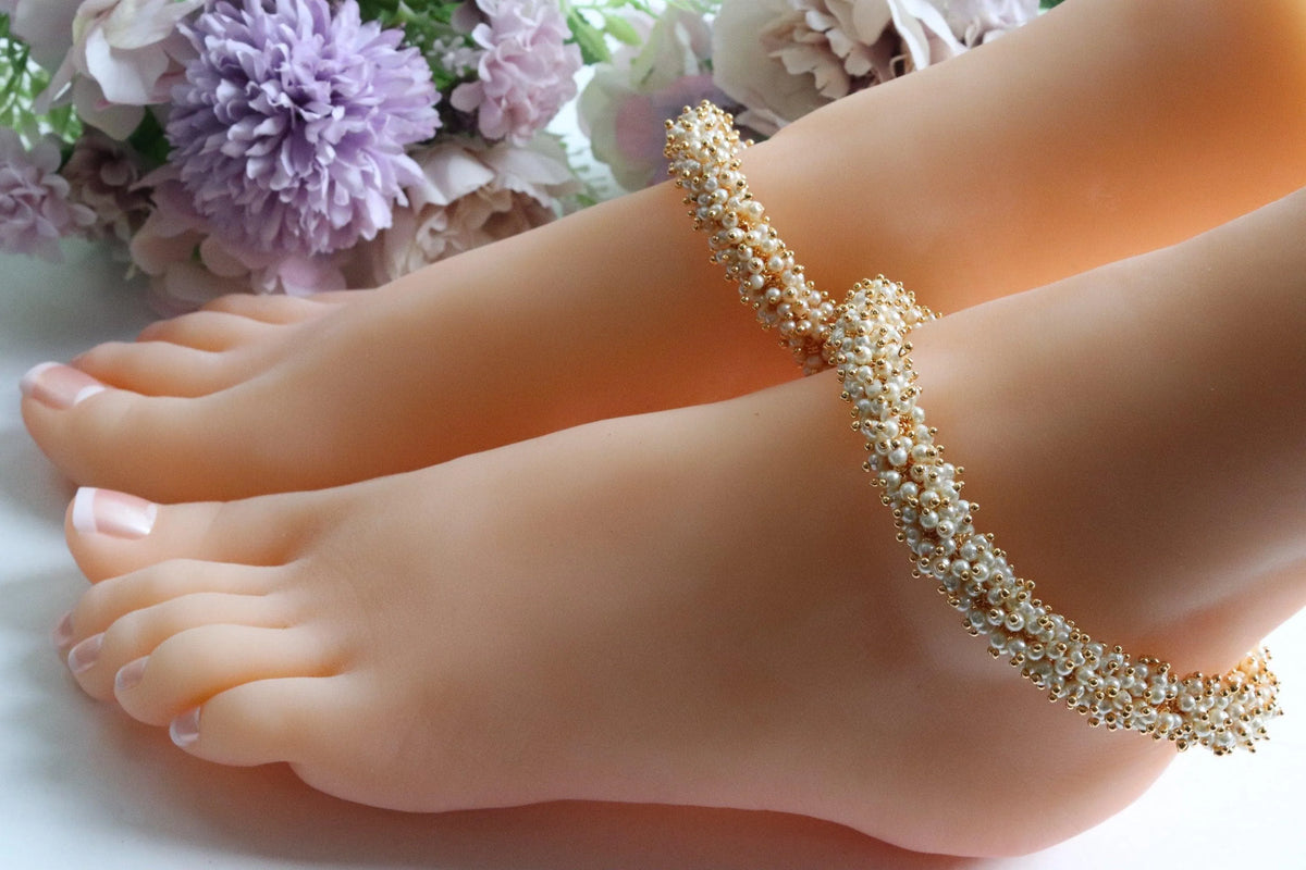 Pearl Gajra Anklet