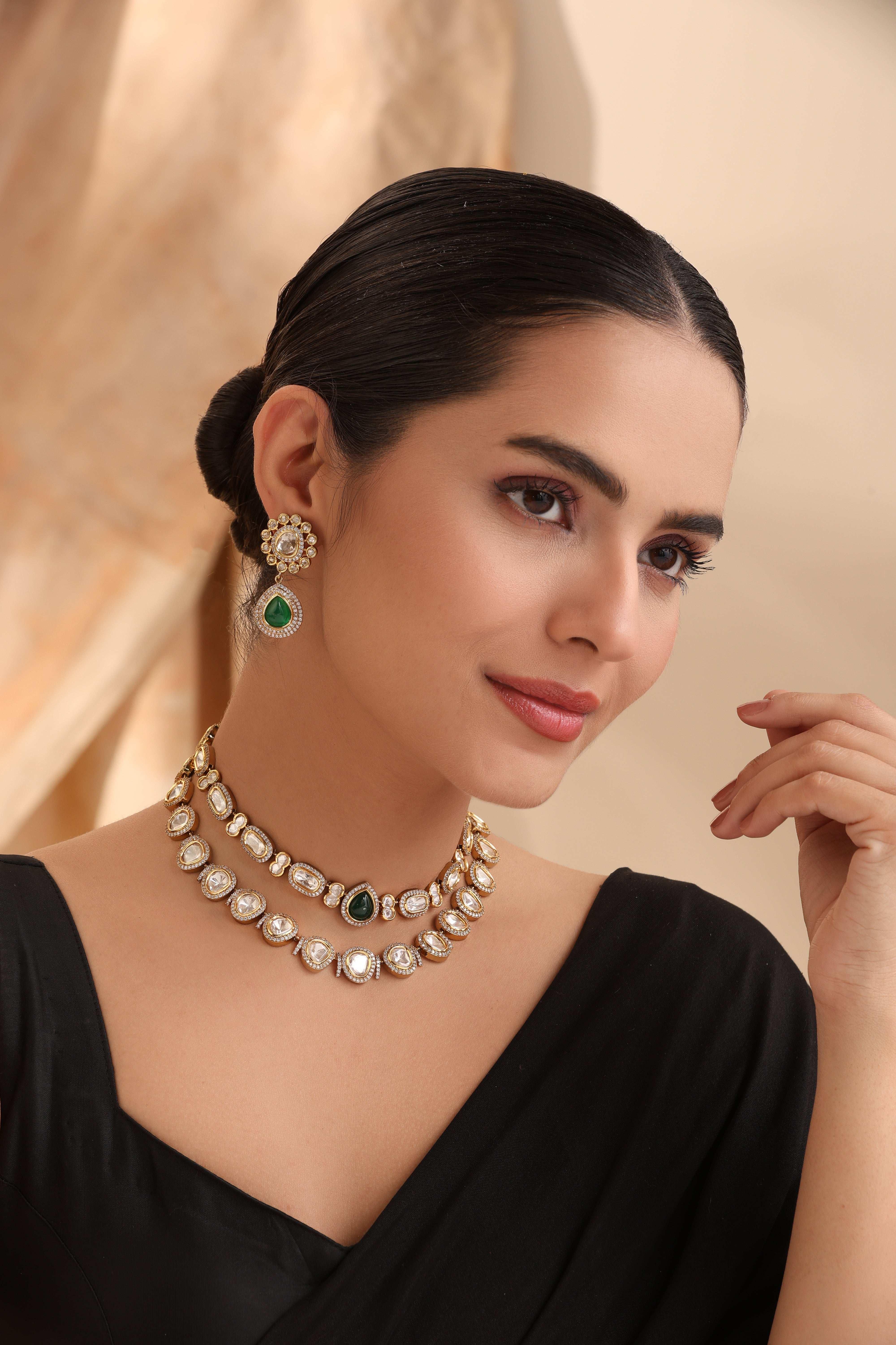 Anvi Uncut Polki Layered Set