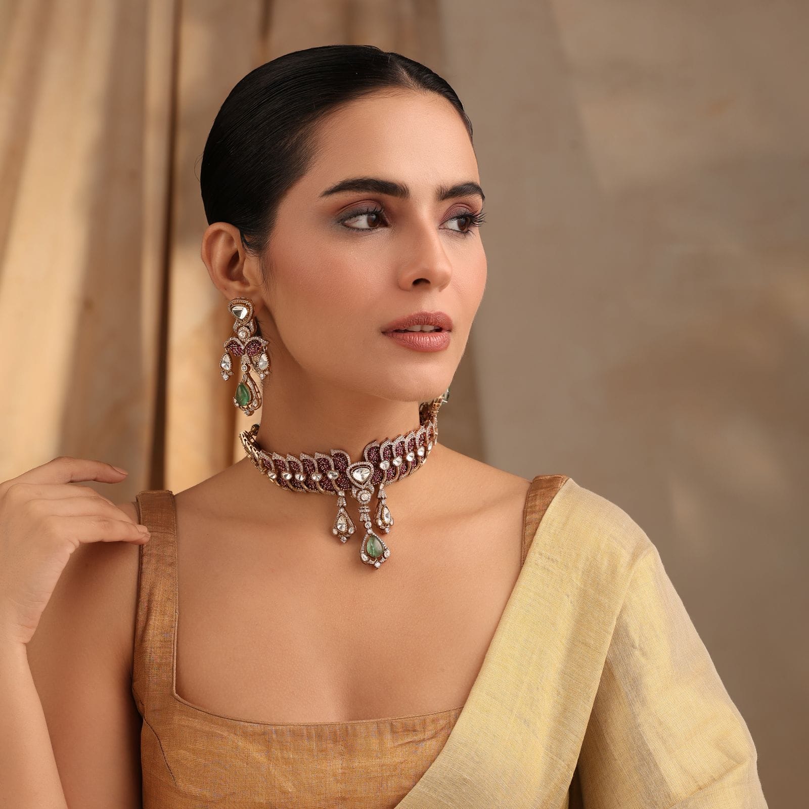 Arista Mint Choker Set with Matching Earrings