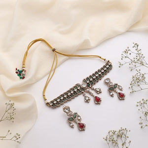 Arista Ruby Choker Set with Matching Earrings