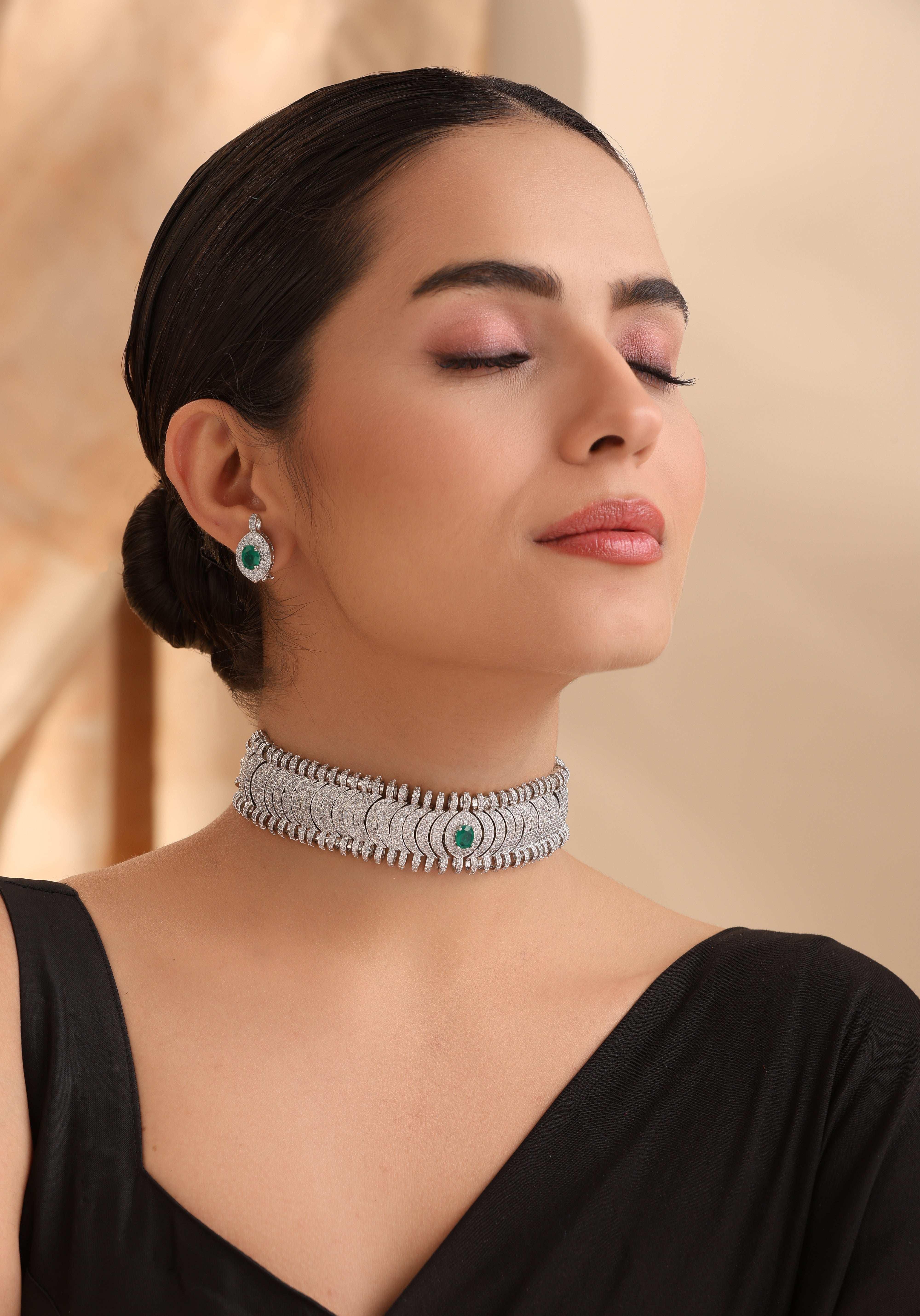 Astrid Pave Emerald Set