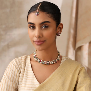 Avya Kundan Choker Set with Earrings & Maang Tikka