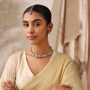 Avya Kundan Choker Set with Earrings & Maang Tikka