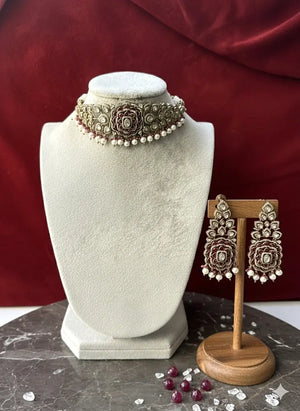 Azeera Pearl & Ruby Heritage Choker Set