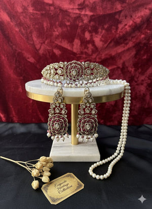 Azeera Pearl & Ruby Heritage Choker Set