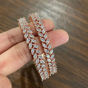 April Marquis Diamond Rose Gold Bangle Pair
