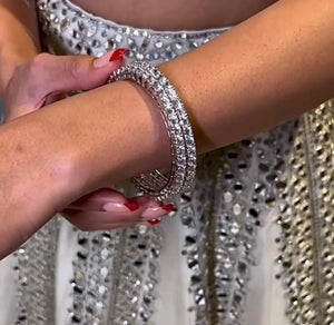 Diamond Silver Bangle Pair