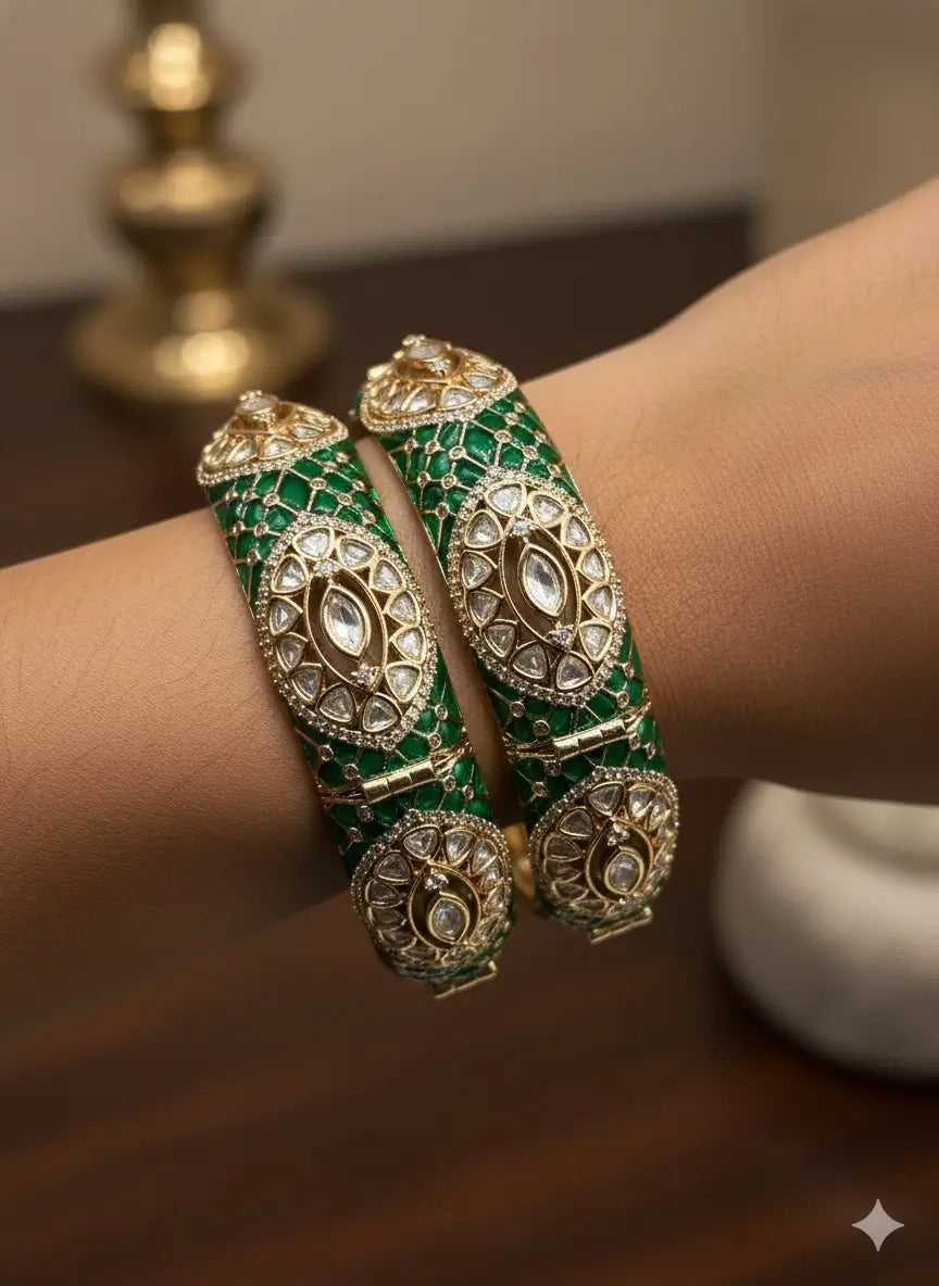 Emerald Royal Polki Bangles