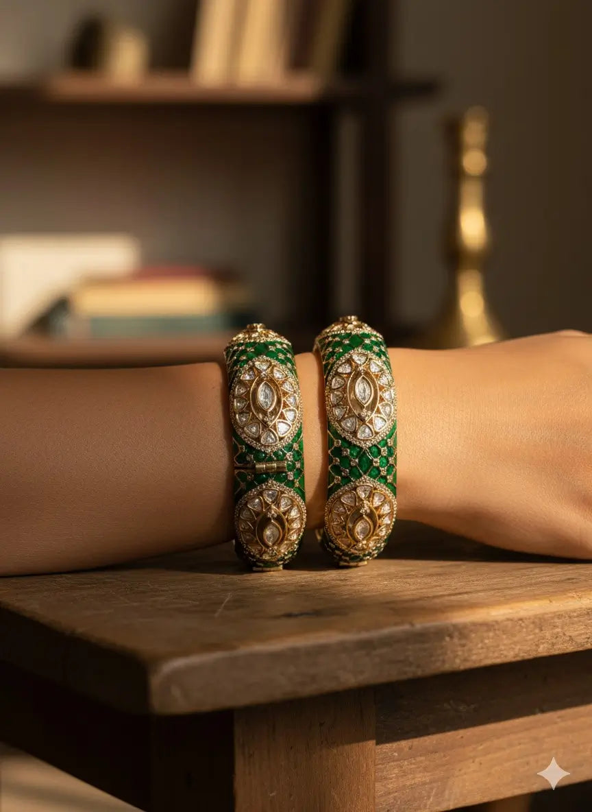 Emerald Royal Polki Bangles