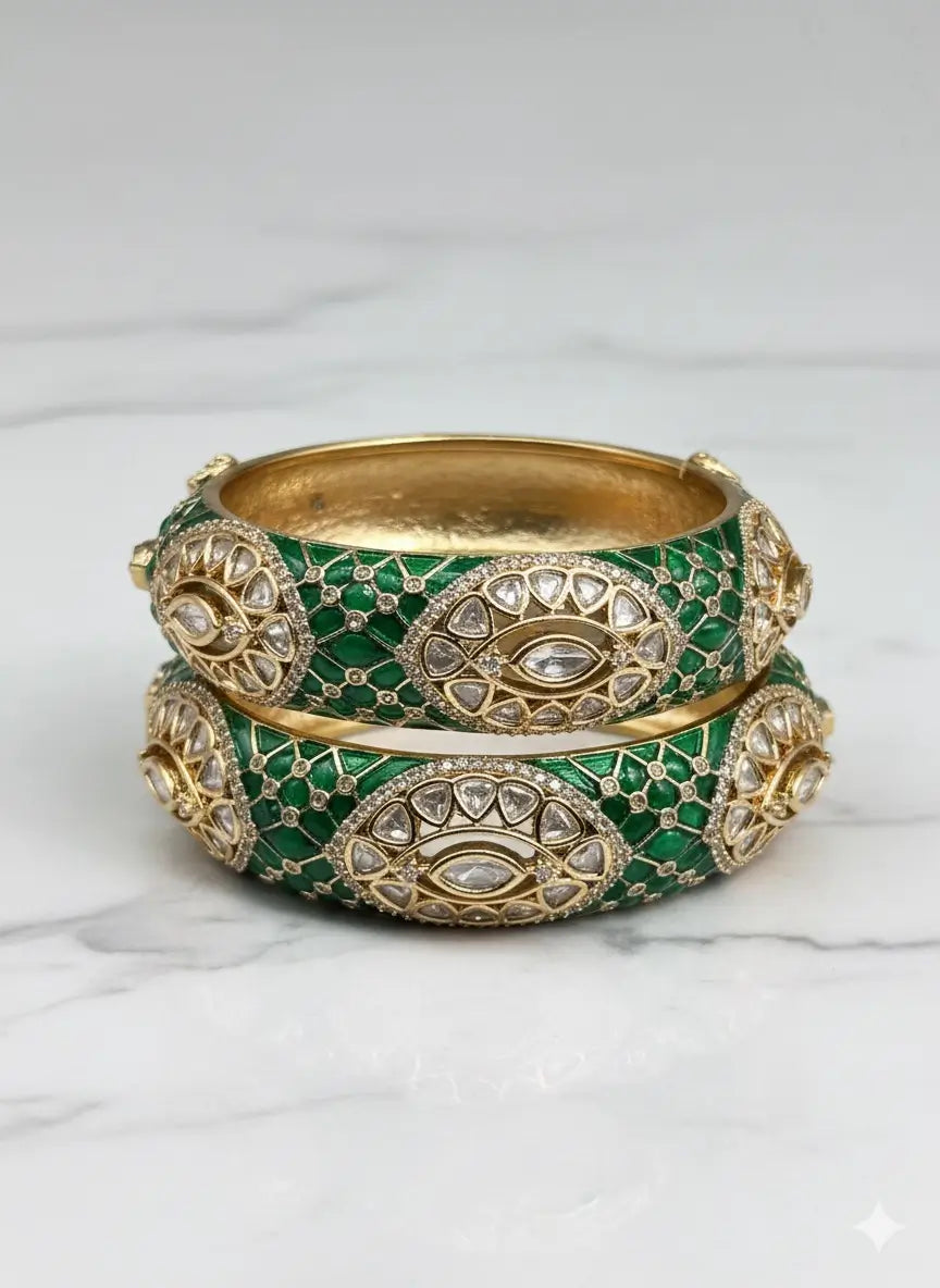 Emerald Royal Polki Bangles