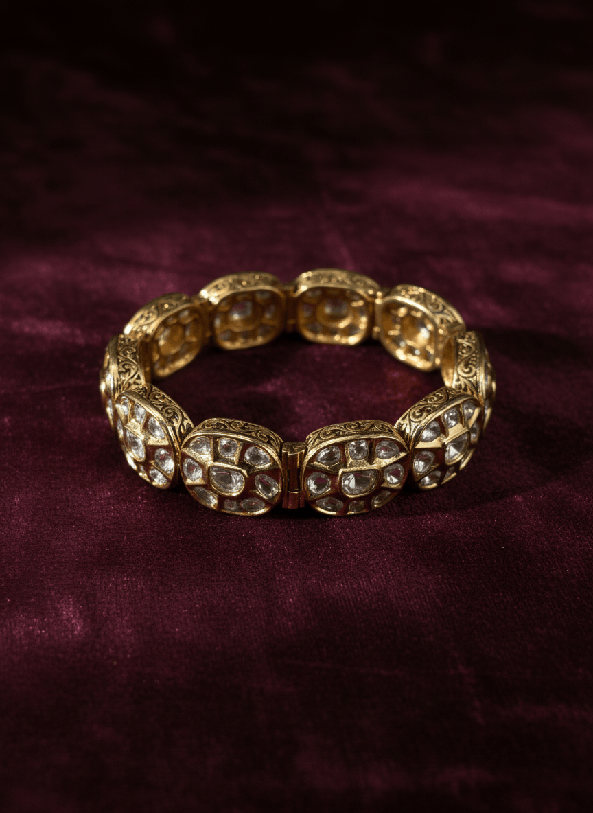 Fine Kundan Gold Bangle Pair