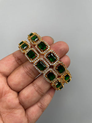 Gold Emerald Diamond Bangle Indian Jewelry Green Bangle Pakistani Jewelry Bollywood Jewelry Bangles Green CZ Bangle Indian Bridal Wedding