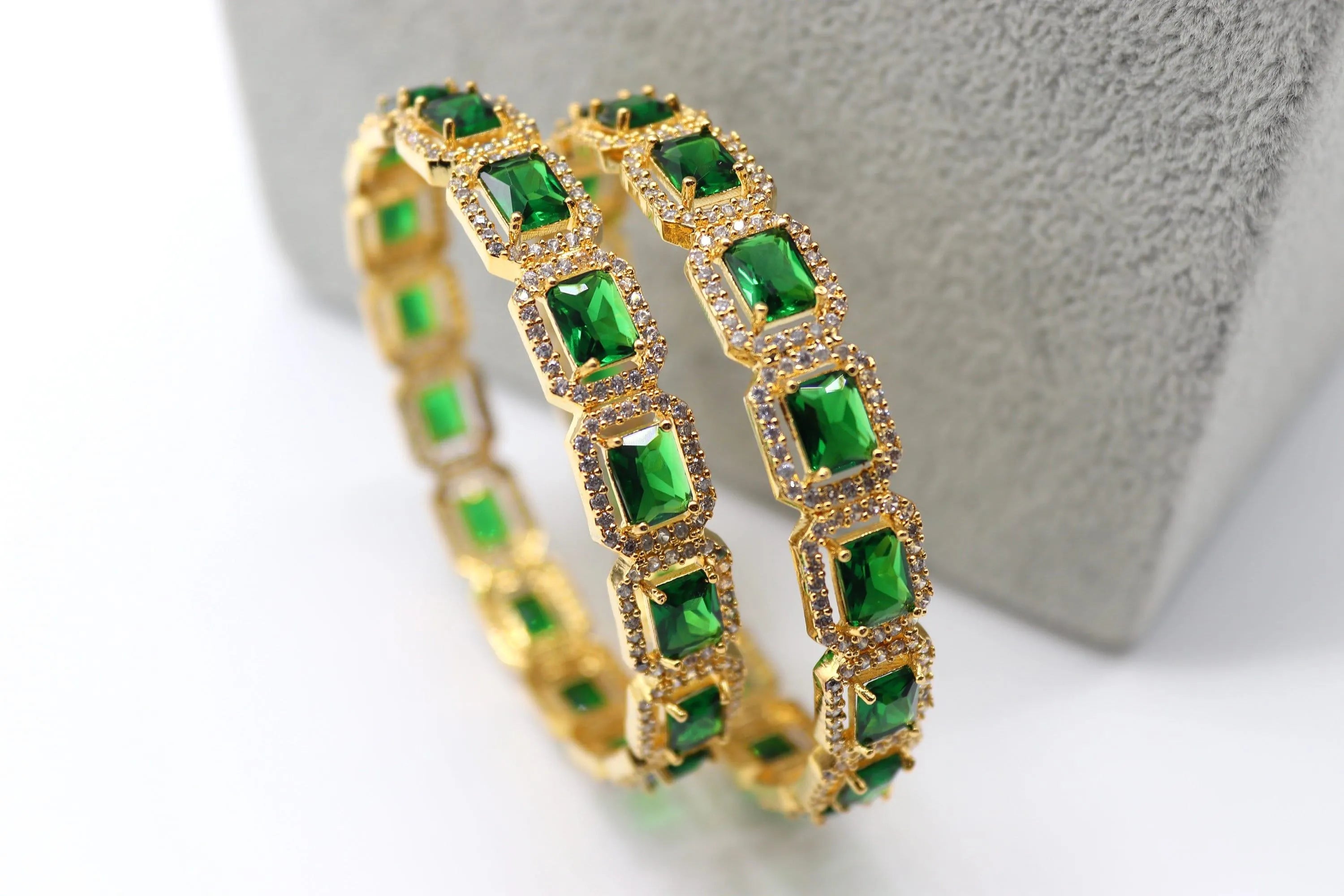 Gold Emerald Diamond Bangle Indian Jewelry Green Bangle Pakistani Jewelry Bollywood Jewelry Bangles Green CZ Bangle Indian Bridal Wedding