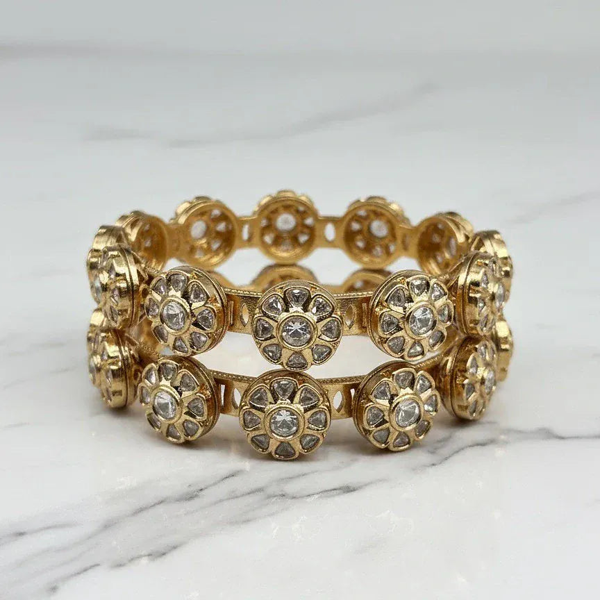 Pacheli Real Kundan Gold Bangle pair