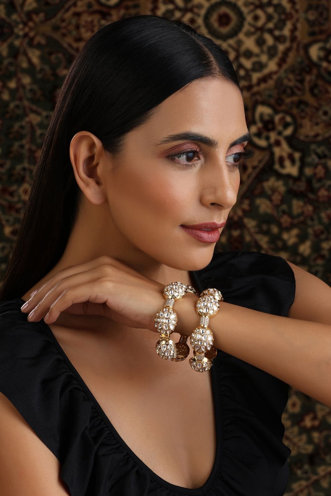 Real Kundan Gold Bangle Pair