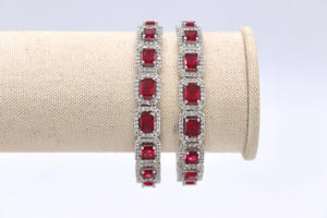 Ruby Diamond Silver Bangle Pair