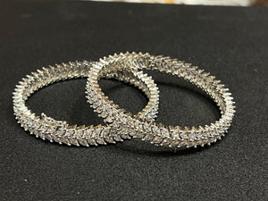 Silver Marquis CZ Bangle Pair Openable