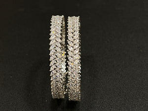 Silver Marquis CZ Bangle Pair Openable