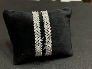 Silver Marquis CZ Bangle Pair Openable