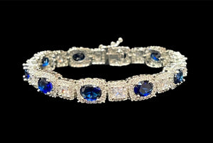 Blue CZ Oval Bracelet