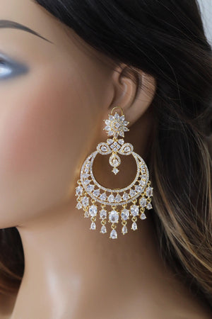 Gold CZ Diamond Chaandbali