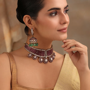 Devyani Ruby Emerald Choker Set