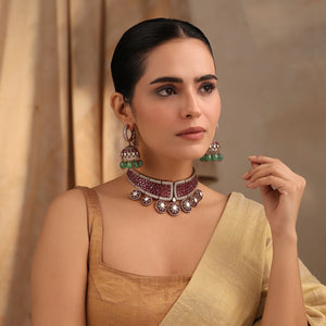Devyani Ruby Emerald Choker Set