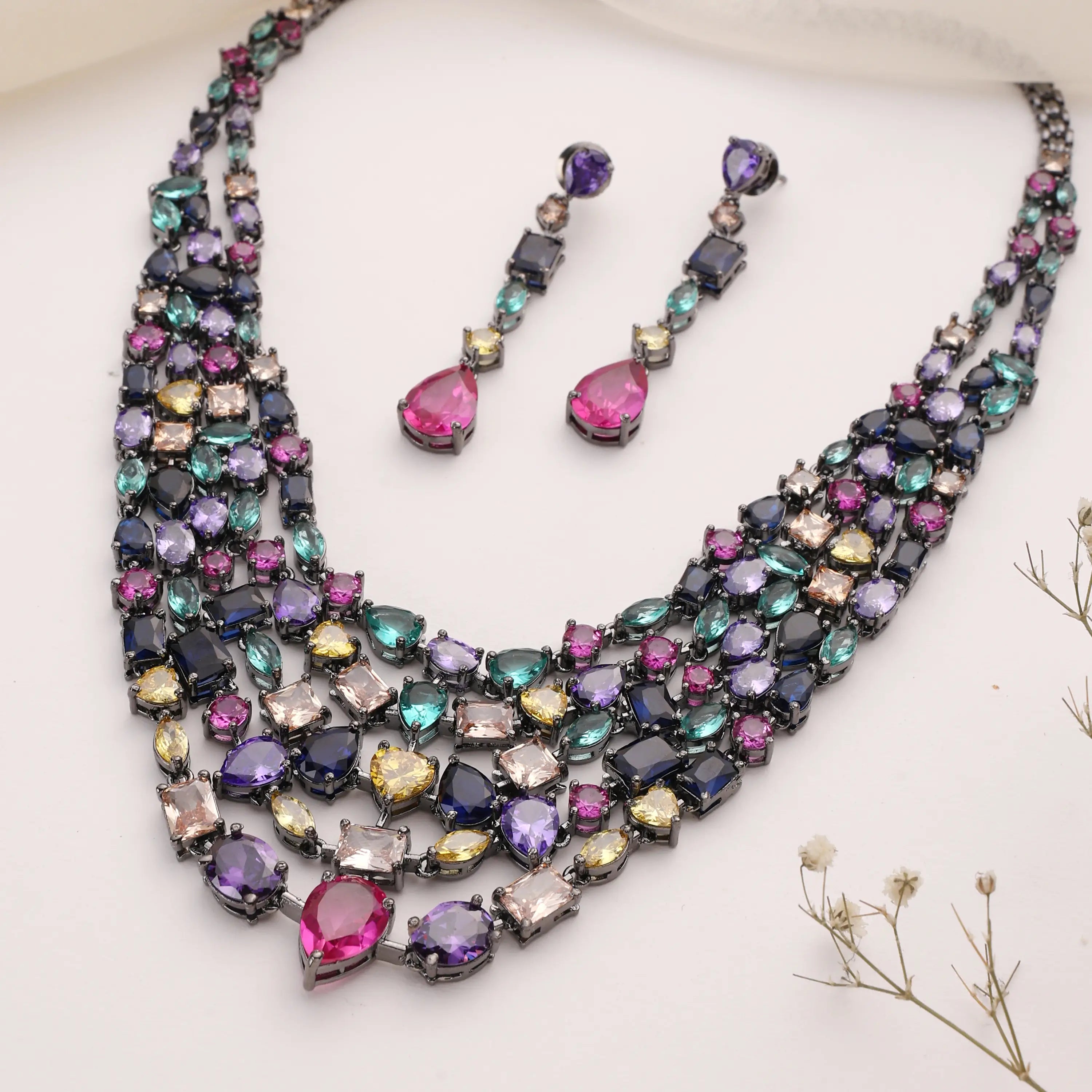 Diora Multicolor Statement Necklace Set