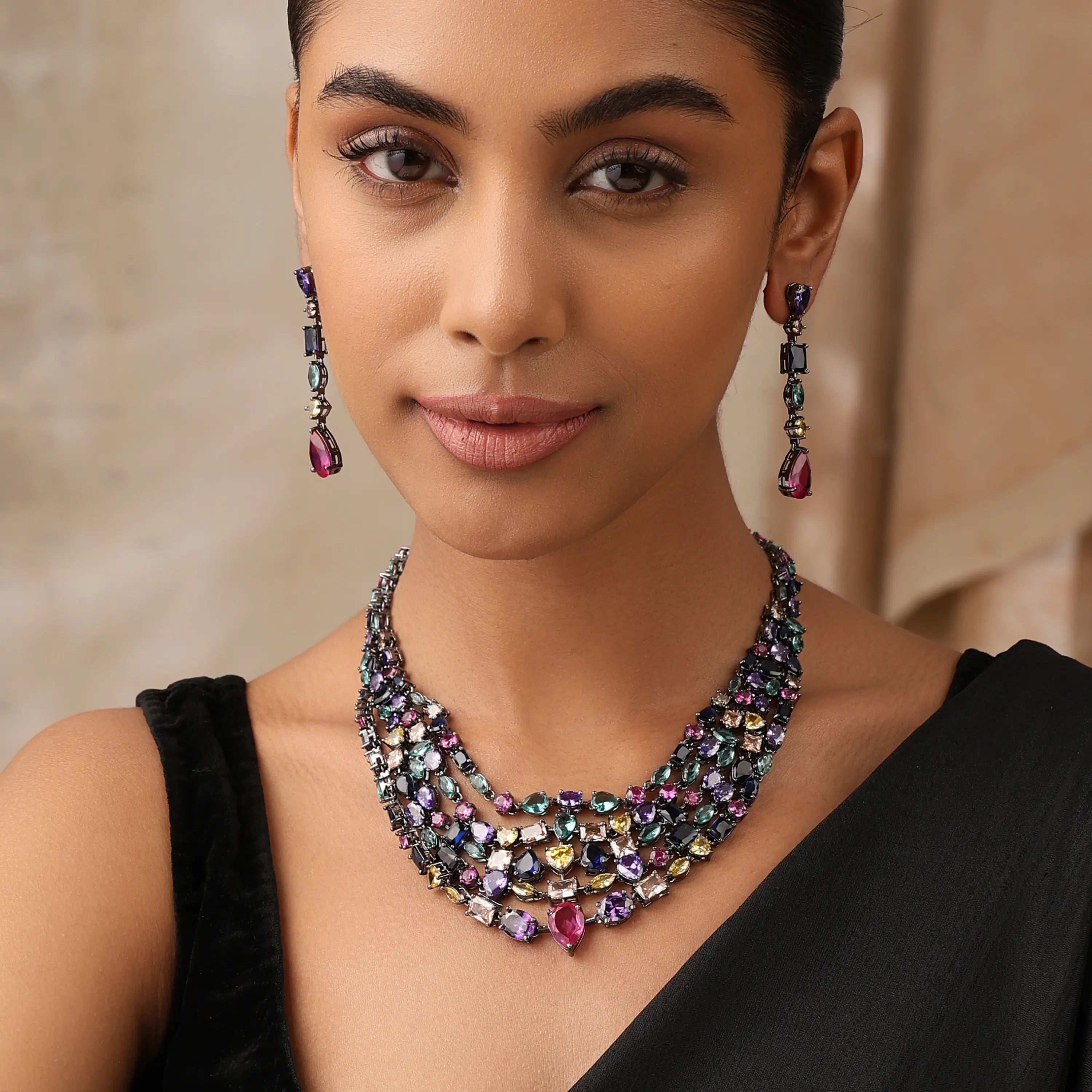 Diora Multicolor Statement Necklace Set