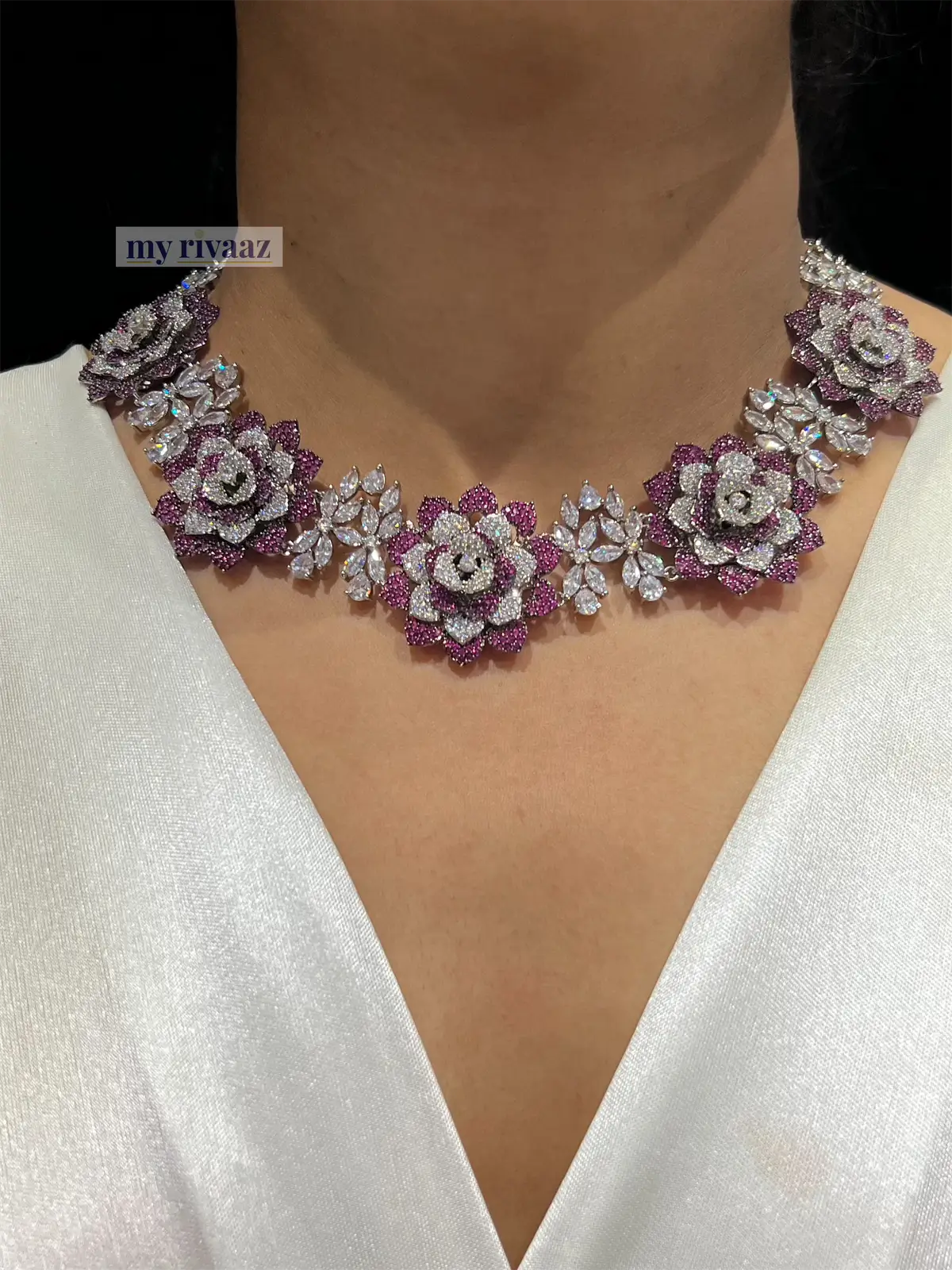Ira Ruby CZ Rose Necklace