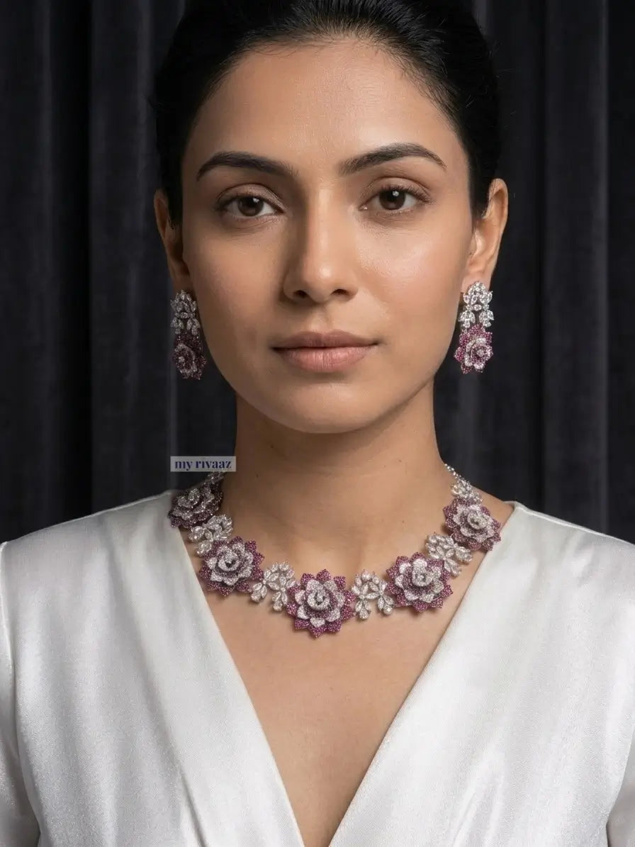 Ira Ruby CZ Rose Necklace