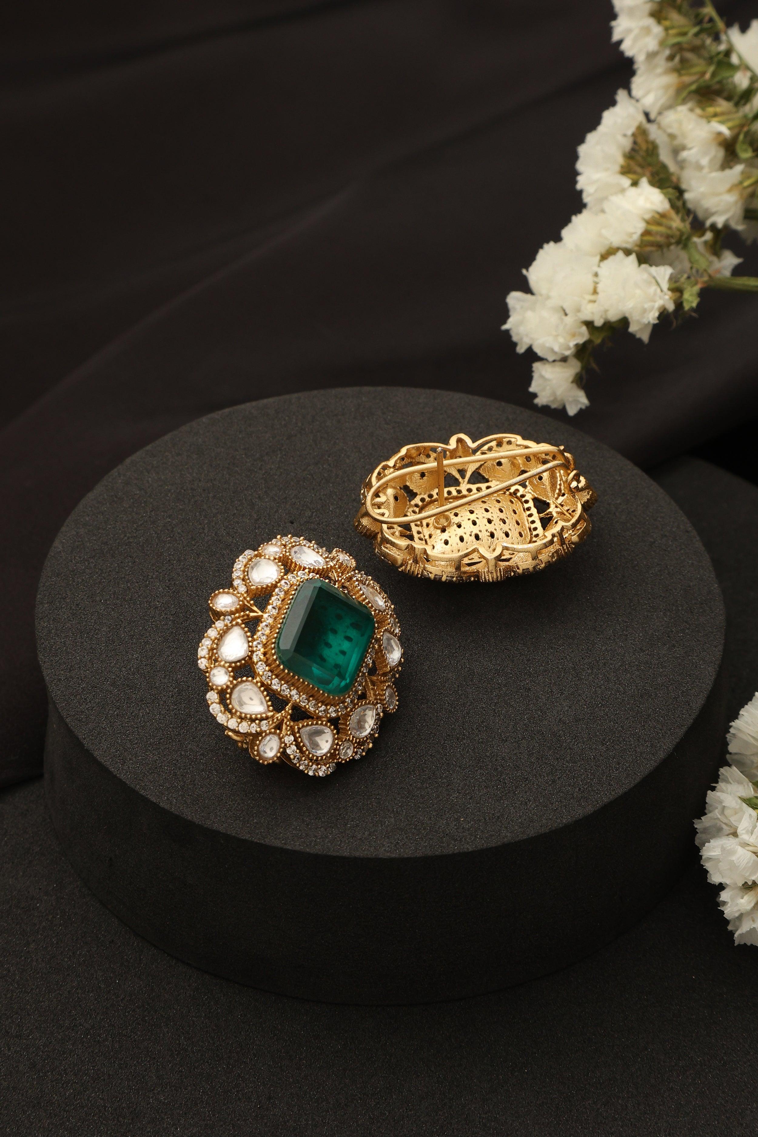 Emerald Doublet Kundan Studs